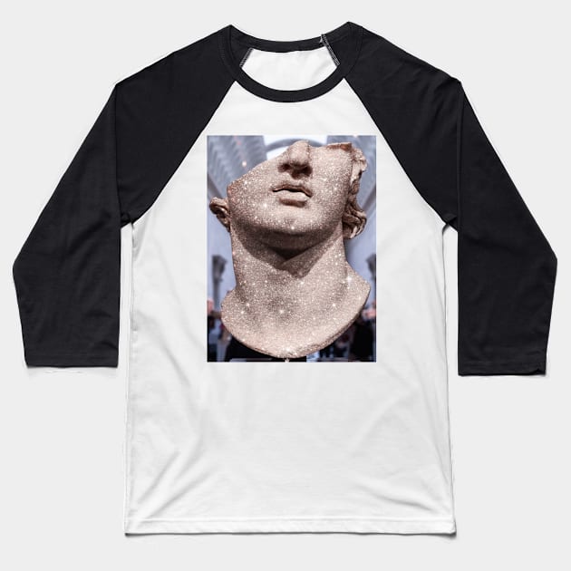 Glitter Greek Roman Vaporwave Statue Collage Aesthetic Baseball T-Shirt by Asilynn